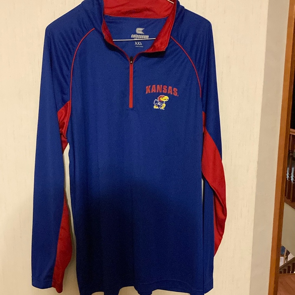 Colosseum Blue and Red Quarter-Zip Sweatshirt